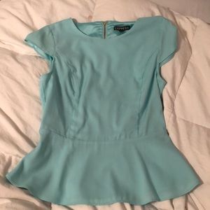 Light blue short sleeve peplum top